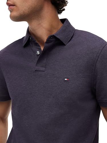 Tommy Hilfiger Herren Poloshirt Kurzarm 1985 Regular Fit, Blau (Mulberry Haze Heather), S – Ansicht 3