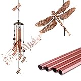Dragonfly Wind Chimes, Wind Chimes for Outside with 4 Aluminum Tubes and 6 Bells, Retro Metal Music