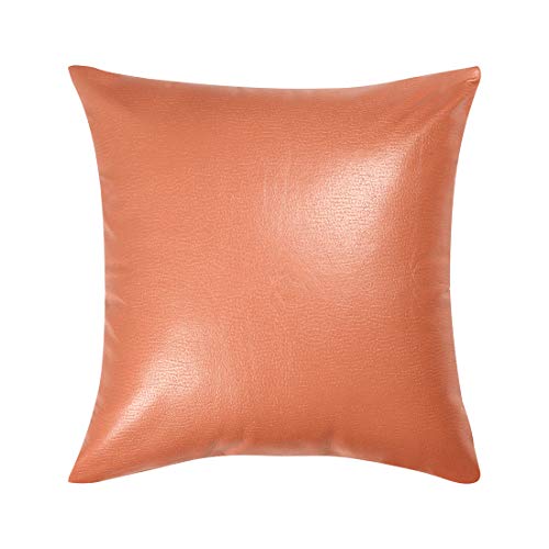 uxcell Square Faux Leather Throw Pillow Cover, Decorative Couch Throw Pillow Cover for Couch Sofa Bed, Durable Cushion Cover 18