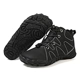 KOBONA Kinder-Winter-Schneestiefel, leichte Barfuß-Wanderschuhe, kältebeständige kurze, wasserdichte, warm gefütterte Stiefeletten, rutschfeste, minimalistische Stiefeletten for Outdoor-Rei