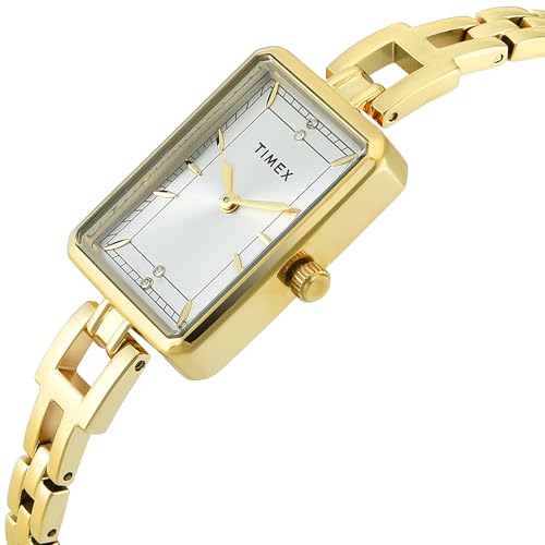 Image of TIMEX Silver-Tone Rectangle Dial Analog Women's Watch - TWEL22801