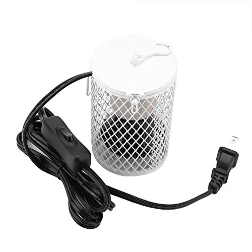 保温球 爬虫類・両生類・ペット暖房電球 爬虫類 セラミックヒーターランプ 断熱保護ガード付き 熱帯・亜熱帯 爬虫類 カメ ヘビ トカゲ カエル ひよこ ペット用 保温電球 ペット暖房電球 (ホワイト)