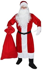 Foxxeo Rotes 6-teiliges Premium Weihnachtsmann für mit Mantel für Herren - Größe M-XXXXL, Größe:L