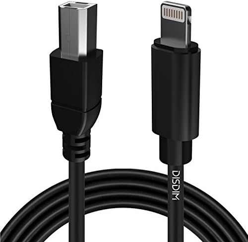 MIDI Adapter Cable, DISDIM High Speed OTG USB 2.0 Type B Converter Cord Compatible for iPhone Xs/Max/X /8/7/6/iPad to USB Microphone, MIDI Keyboard, Electronic Instruments and More