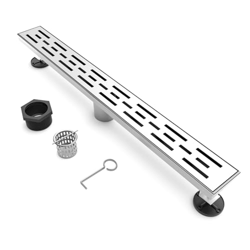 BARONAGE 91,4 cm linearer Abfluss Dusche rechteckiger Bodenablauf mit Zubehör Reversible Mauerwerk Abdeckung Abnehmbare 304 Edelstahl CUPC zertifiziert gebürstetes Nickel