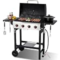 4-Burner Propane Gas Grill with Cast Iron Grate, 40,000 BTU Output & 302 Sq. Inch Cooking Space, Easy-Clean System & Foldable Side Tables for Outdoor BBQ (4-Burner)