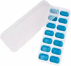 Forma de Silicone 14 Cubos com Tampa para Gelo e Papinha Fundo Macio e Antiaderente Fácil Limpeza (Azul)