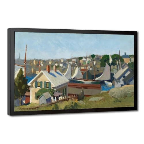 Impression sur toile Gloucester Harbor d'Edward Hopper - Cadre suspendu de 50,8 x 76,2 cm