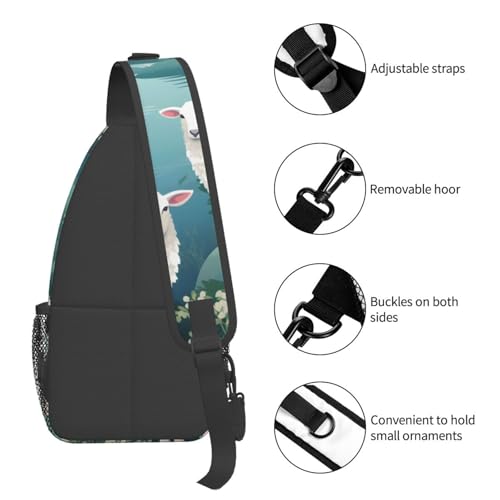 Bolso bandolera unisex con patrón flor de oveja miniatura 5