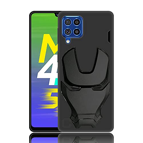 Image of COVERLY Official 3D Touch Feel Trending Real Hero Avenger Logo Mask Soft Rugged Grip Iron Man Super Power Cartoon Movie Engraved Silicone Matte Strong Back Cover for Samsung Galaxy M42 (2020) - Black