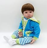 Angelbaby Doll Reborn Toddlers Dolls Boy 24 inch That Look Real Cute Weighted Body Eyes Open Reborn Baby Snuggle Cuddly Soft Slicone Vinyl Toys with Frog Outfit