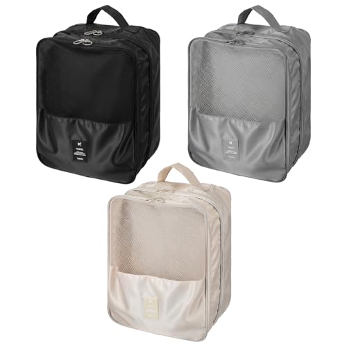 3-Pack Travel Shoe Bags with Handles