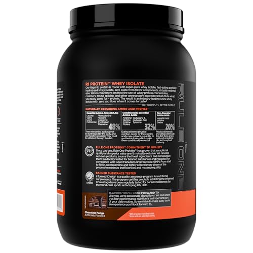 Image of Rule 1 R1 Protein Whey Isolate - with 25g Protein & 6g BCAA Exclusively from Isolated & Hydrolyzed Sources for Workout Recovery (2 Pounds*, Chocolate Fudge)