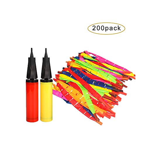 Siwo 200Pcs Rocket Balloons and 2 Air Pumps,Flying Balloon with a Whistling Noise for Assorted Party
