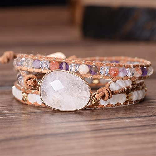 Bijoux d'amitié de yoga avec perles de cristal et pierres blanches à offrir à une amie