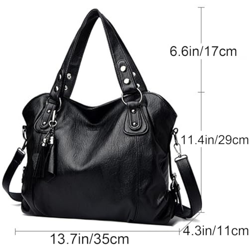 Handbag for Women Large Capacity Tote Leather Purse Top-handle Satchel Zipper Shoulder Bag With Tassel2