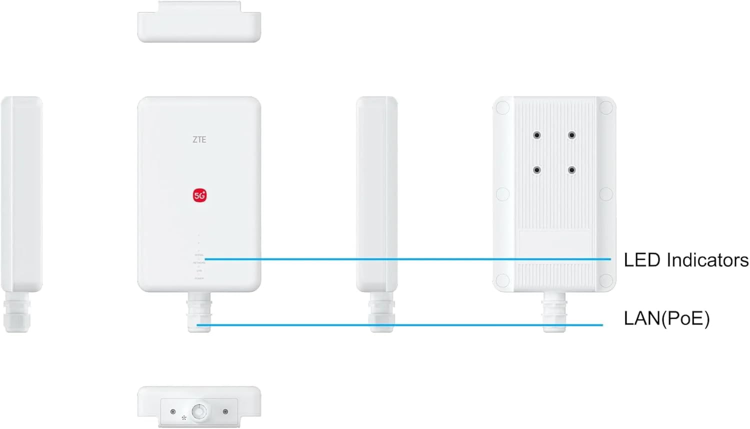 ZTE G5 Max MC7510 + T3000 WiFi 6 Outdoor 5G Router con antenna