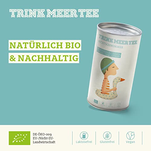 Trink Meer Tee NICHTSCHWIMMER - Bio aromatisierter Früchtetee | heller Früchtetee mit vanilligem Orangengeschmack | loser Tee in Teedose | Geschenk I 120g
