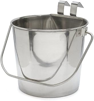 Omni Pet Flat Sided Hanging Feeding Water Pail 32 oz Stainless Steel Hook On - Closeout