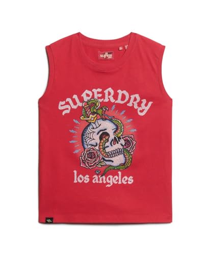 Superdry Para Mujer. W6011781A Camiseta Sin Mangas Con Strass Tattoo Rojo (S), Casual, AlgodóN, Sin Mangas / Tirantes - 5