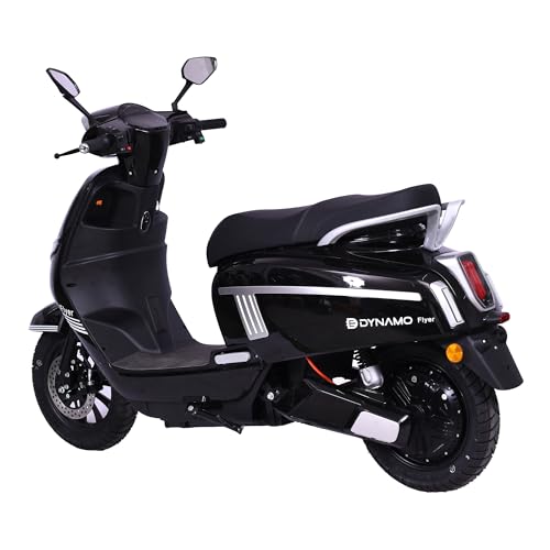 Image of DYNAMO FLYER Electric Scooter with Anti Theft Alarm & Motor Locking | 90-100 km per Charge | No License required | 1.8kwh Battery Heavy Duty Scooter with Reverse Parking, LED Speedometer (Black)