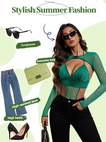 Image of Avidlove Rave Outfits for Women Festival Sexy Lingerie Bodysuit 2 Piece | Buckle shrug crop top halter bodysuit set, snap closure, breathable mesh, for concerts and club nights