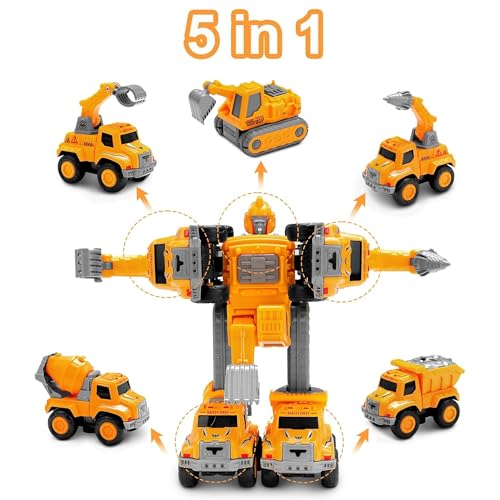 Image of Kidology 5-in-1 Construction Robot Toy Set for Boys & Girls| Transforming DIY Assembly Truck & Vehicle Action Figure Play Set | STEM Building & Modular Combination Design | Multicolor