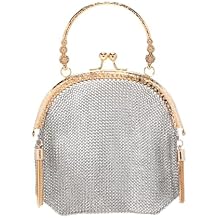 Vintage Chainmail Handbag Evening Bag Clutch Purses Antique Chainmail Purse for Prom Cocktail Party Sparkling Party Wedding EngagementSliver Gold Handbag - Large