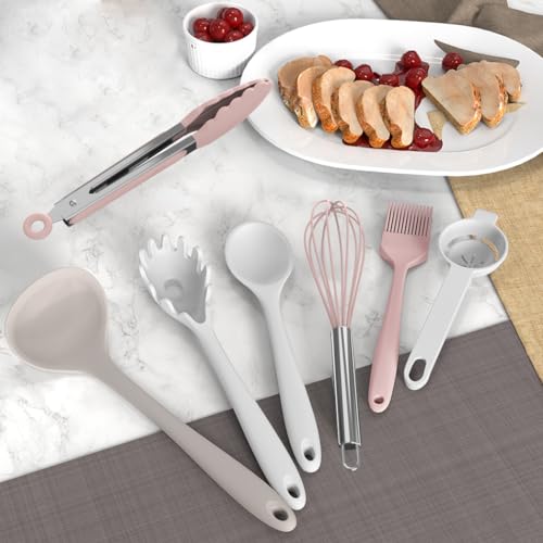 Silicone Cooking Utensils Set - 446°F Heat Resistant Silicone Kitchen Utensils,Spatula,Spoon, Kitchen Utensil Sets Gadgets Tools Set for Nonstick Cookware,Dishwasher Safe BPA FREE (Multicolor) - Image 2