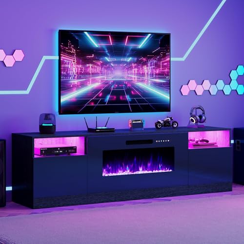 Image of AMERLIFE 70 inch Fireplace TV Stand with 36 inch Electric Fireplace