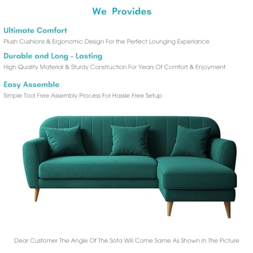 Image of Atticus RHS 4 Seater L Shape Sofa Set for Living Room (Pine Fabric) Premium Fabric Sofa Set