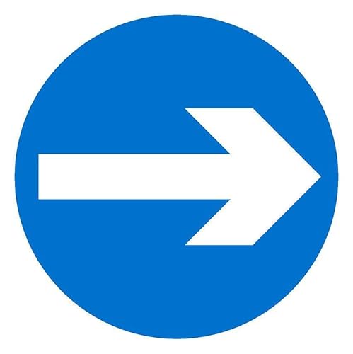 This way. White arrow on blue background. Floor sticker, version 1 - Self adhesive floor graphic (300mm x 300mm)