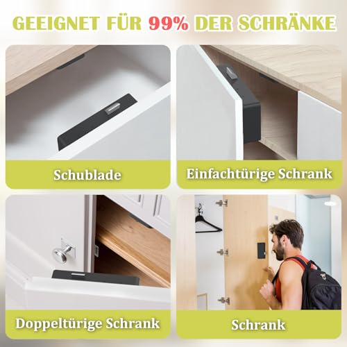 Smart Schubladenschloss, Anweller Elektronisches Schrankschloss Möbelschloss mit APP NFC Schloss Briefkastenschloss, Kindersicherung Schrank für Schrank Schublade Kasten Schließfächer Briefkasten usw