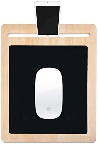 Eco-Friendly Cool Mouse Pad Mat with Phone & Tablet Stand ✮ Anti-Slip & Wrist Comfortable ✮ Wooden Bamboo Beautiful Novelty Mouse Pad Gaming Mat for Computers Mobile Tray WFH Phone & iPad Holder