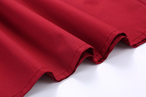 Saia midi evasê com cintura elástica e costas simples da Chouyatou - Bolso, Dark Red, Medium