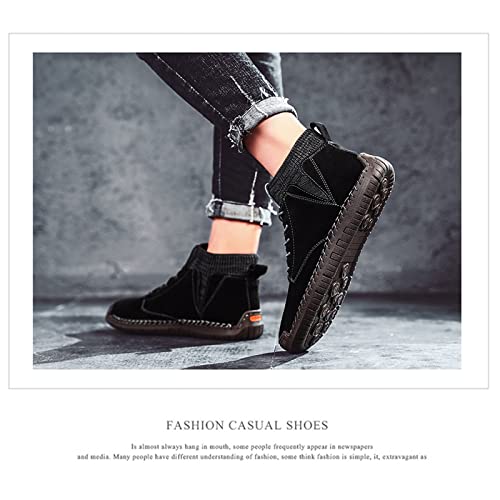 Winter Shoes Casual high-top Ankle Boots Men's lace-up Shoes, Handmade Suede Boots, Casual Sneakers Non-Slip Breathable high Boots Socks Shoes Men3