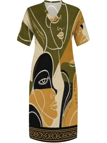 Image of PinkPatty Women's Oversize V Neck Short Sleeve Maxi Dress with Pockets