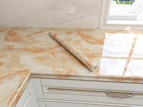 Image of Self Adhesive Marble Wallpaper, Waterproof & Oil Proof Vinyl Sheet for Kitchen, Bathroom, Furniture, Fridge, Countertop & Cabinet (60 x 200 cm, Pack of 1)