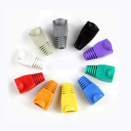 Bluesky 100 PCS 10 Colors Soft Plastic CAT5E CAT6 Ethernet RJ45 Cable Cap Connector Boots Plug Cover Strain Relief Boots (100 PCS 10 Colors)