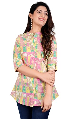 Women's Pure Cotton Floral Printed Regular Fit Shirt Style Top fo...