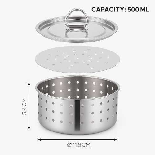 Image of Expresso Paneer Maker Steel - Paneer Maker Mould Press with Round Strainer | Stainless Steel Paneer and Tofu Making Machine | Fresh Paneer /Tofu /Sprout Press Mould for Kitchen Use (Round, 500ml)