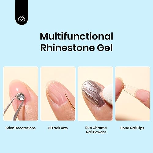 Image of Beetles Rhinestone Nail Glue Gel, Strong Hold Nail Art Adhesive for Gems