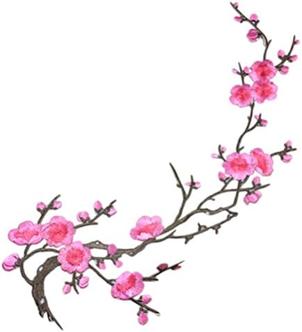 Embroidered Plum Blossom Flower Patch Iron/Sew on Applique Motif Craft by UBOOMS