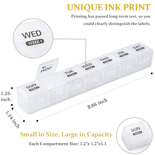 Image of Monthly Pill Organizer, 28 Day Pill Box 1 Time a Day with Dust-Proof Case, Large 4 Weeks a Month Pill Case Container, Daily Vitamin Case Box for Pills /Medicine /Fish Oil /Supplements(White)