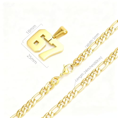 LULUMONIA 67 Chain 67 Necklace Steel Necklaces for Basketball Soccer Baseball Team Number Pendant Chunky Chain Sport 67 Gold Necklace Fun Valentine's Day Gifts by LULUMONIA - Used condition - Image 4