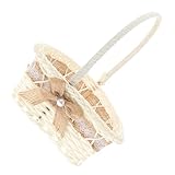 SUPVOX Cesta de Flores Tejida en Forma de Corazón para Niñas Cesta de Pétalos Portátil Asa para Boda para Almacenamiento de Flores y Regalos Adecuado para Ceremonias y Fiestas