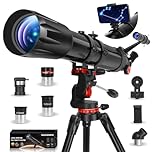 HETEKAN Telescopio, Telescopio Astronomico Professionale, 90/900 mm (36X-450X) Telescopios Rifrattore per Adulti Bambini e Principianti, per Osservazioni Planetarie, con Adattatore per Cellulare