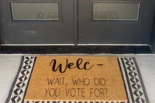 Welcome Wait Who Did You Vote for wycieraczka, wycieraczka do drzwi, śmieszna wycieraczka, mata powitalna, niestandardowa wycieraczka, wystrój polityczny
