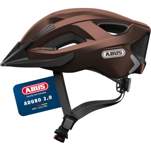 ABUS Stadthelm Aduro 2.0 - Allround-Fahrradhelm mit Licht - in sportivem Design für den Stadtverkehr - für Damen und Herren - Kupfer (Metallic-Effekt), Größe M