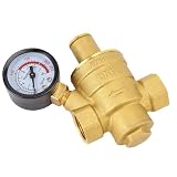 SIXRUN Wasserdruckregelventil, Messing-Druckminderventil mit Integriertem Filter und Manometer, DN15 1/2-Zoll-Gewinde, für die Wasserdruckregelung zu Hause, Im Gewerbe und in der Fabrik